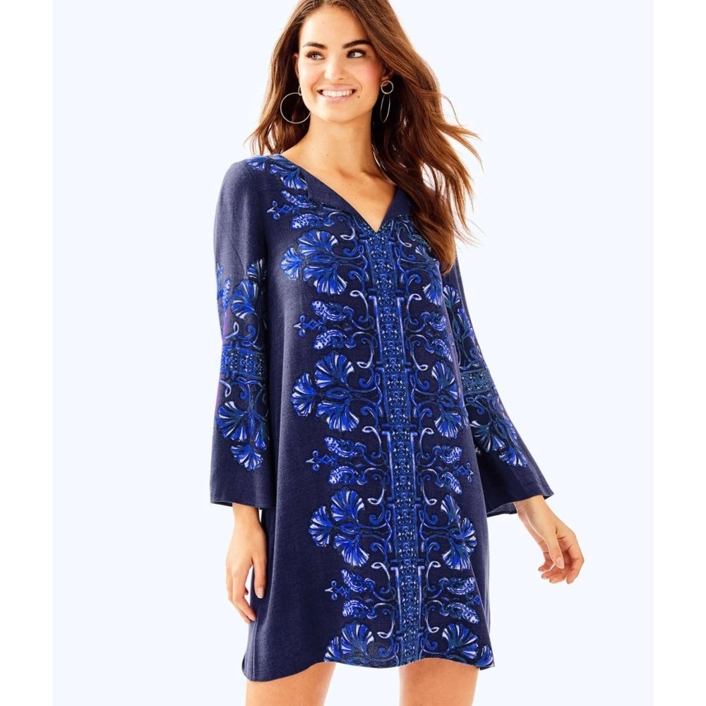 Lilly Pultizer Harlow Tunic Dress Size XS Twice As Nice‎ Navy Print